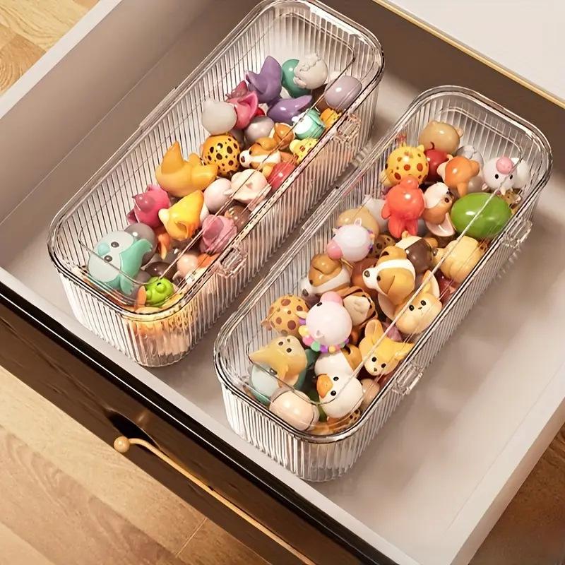 

Прозрачный акриловый ящик для хранения с крышкой: Пылезащитная витрина для маленьких игрушек, блайнд-боксов, фигурок, кукол Pop Mart и мини-кирпичиков