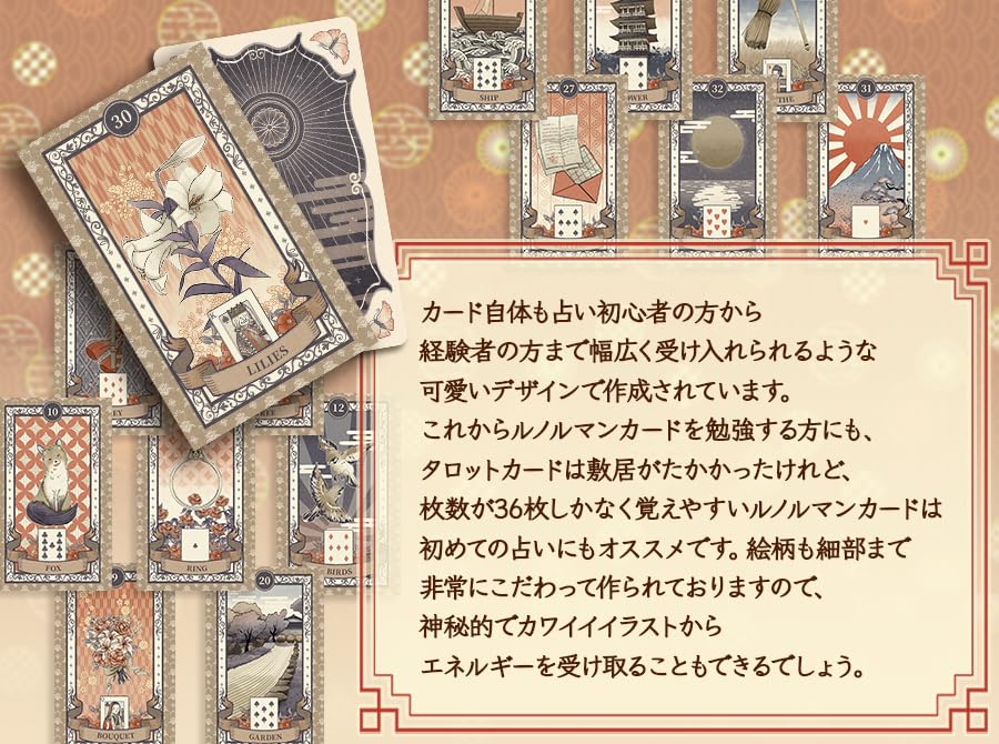 Lenormand Cards Taisho Roman Lenormand Beginner's Guide with Japanese Booklet