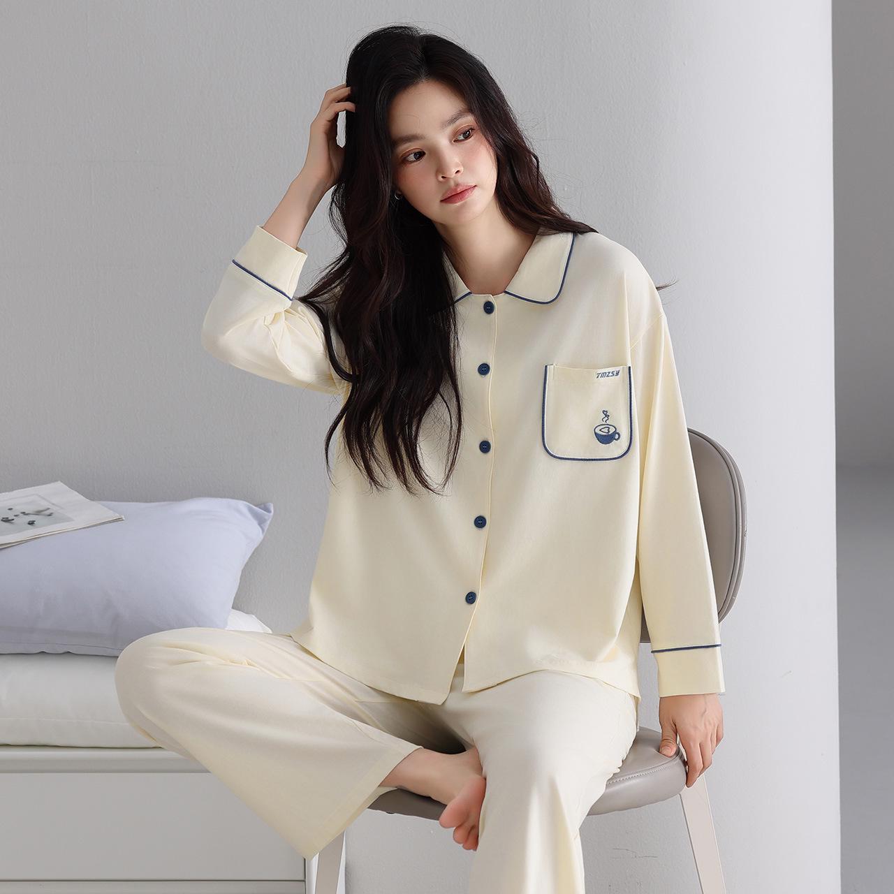 

Женский осенний комплект для пижамы: кардиган и брюки - Тонкий, удобный, эластичный домашний костюм L (Height 160-165 cm, Weight 100-120 kg)