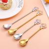 Cherry Blossoms Espresso Spoon Long Handle Ice Spoon Coffee Dessert Spoon  Dessert