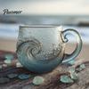 Non-slip Handle Cup Sea Glass Sunset Mug Thickened with Wave Texture Gradient Color Drinking Water Non-Slip Glassware for Coffee Juice Iced