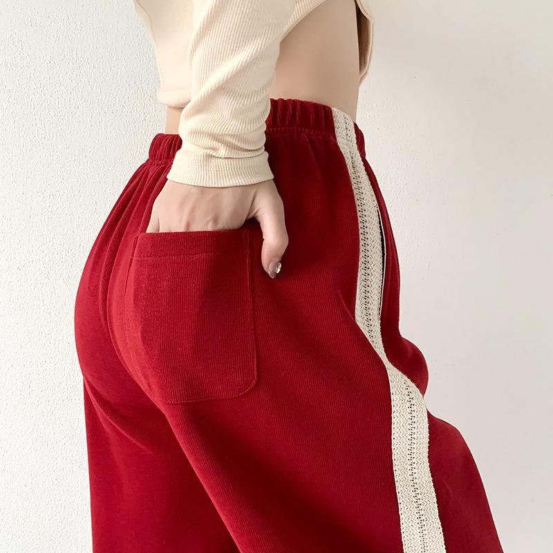 American Spice Girl Casual Sweatpants Women's Autumn and Winter Trend Wide Leg Tights