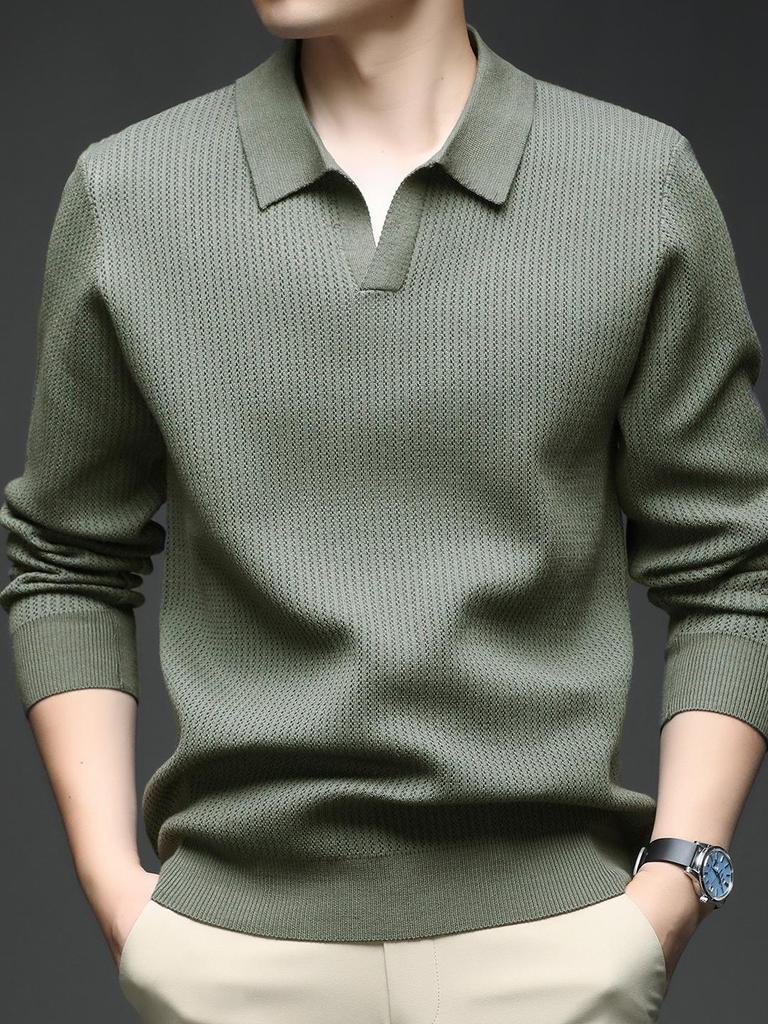 Men's V-Neck Knit Sweater - Autumn/Winter Korean Style, Youthful, Comfortable, Loose Fit Polo Top