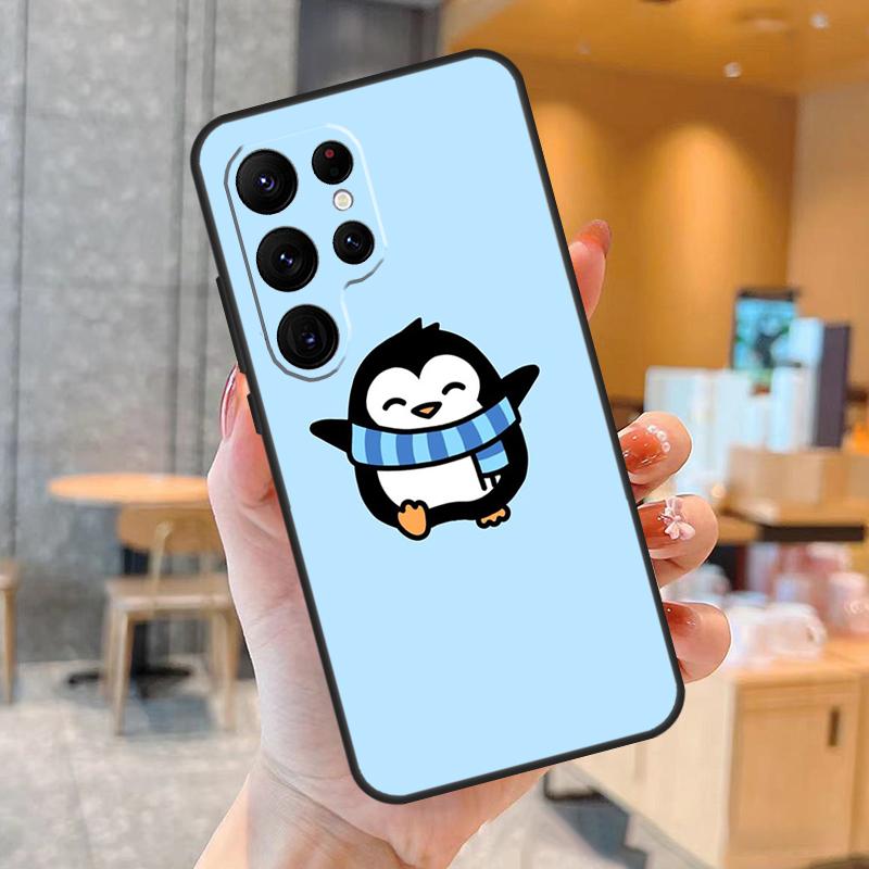 Cute Cartoon Penguin Phone Case For Samsung Galaxy S25 S23 S22 S21 S20 S24 Ultra S9 S10 Plus S25 FE Back Cover