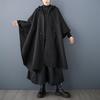 Mantello Cappuccio Lana Nera Taglie Forti Vintage Mantello Casual Ampio Lungo Primavera Autunno Inverno Cappotto Poncho Abbigliamento Capospalla per Donne