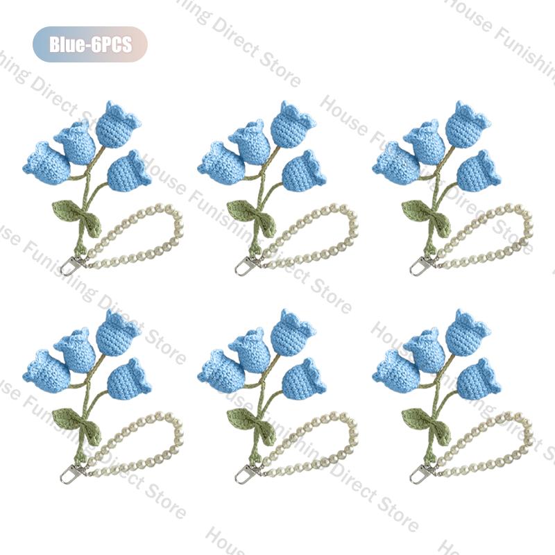 1-10PC Handmade Weaving Bag Pendant Lin Orchid Keyring Love Girl Pearl Chain Keychain Decoration Car Pendant Diy Bag Accessories