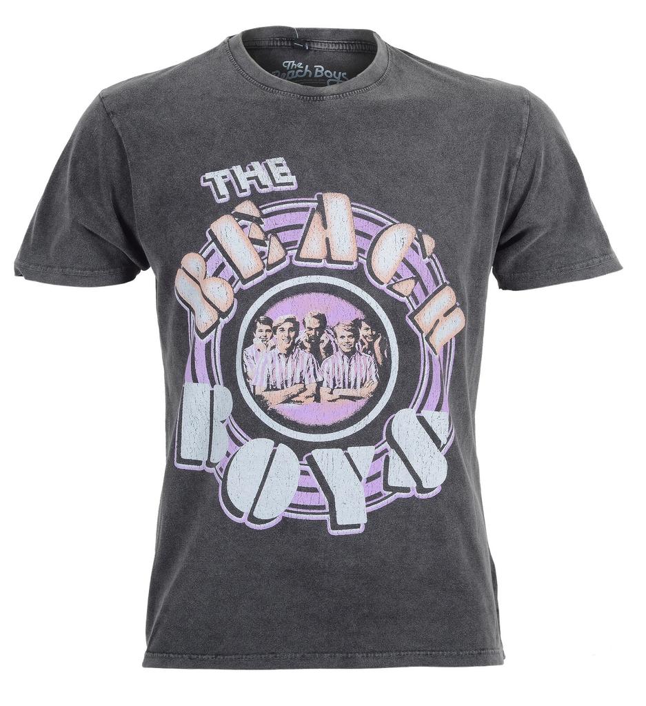 Maglietta Ufficiale The Beach Boys Foto Vintage Grigia Premium Stonewash Nuova