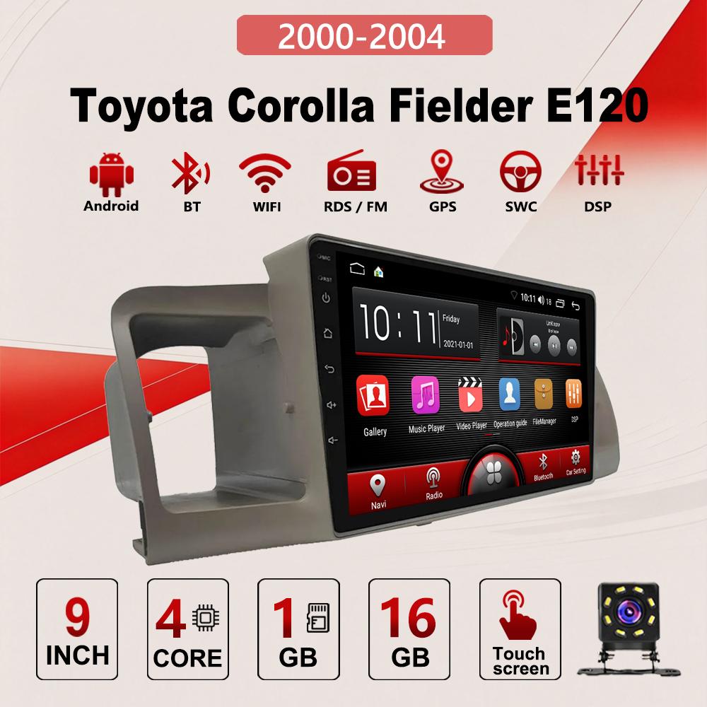 2Din Android Car-Play Car Radio,Toyota Corolla Fielder E120 2000-2004,Multimedia Player Head Unit Stereo GPS Navigation BT WIFI,2+32GB
