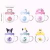 For Sanrio Hello Kitty Kuromi Melody Glass Cup Honey Cant-Shaped Water Cup for Kids 420ml Coffee Mug with Cartoon Silicone Lid