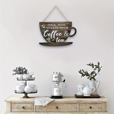 1pc Rural Coffee Tea Wooden Signboard Farmhouse Kitchen Decoration Retro Festival Wall Decoration Bar Decoration