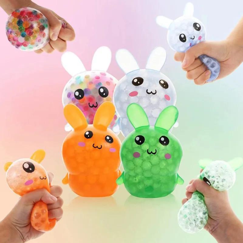 Kids Easter Rabbit Toy Soft Push Stress Relief Sensory Squeeze Toys for Children Adult Decompression Cartoon Toys Happy Easter