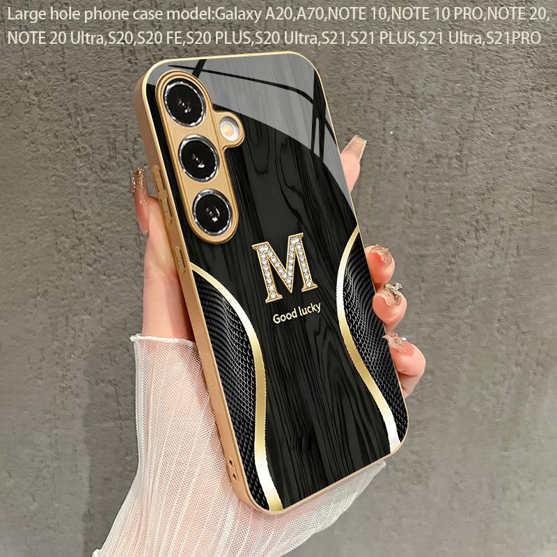 Gold M-Design 2D Phone Case for Samsung S26/S25/S24/S23/S22/S21/S20 A56 A36 A16 - Golden Glass Protective Cover