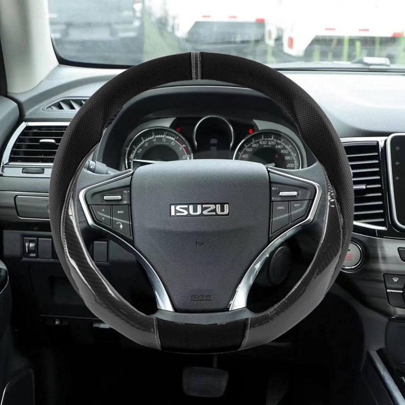 For Isuzu D-MAX D MAX Dmax I II WFR VAN NFR ATV TROOPER Carbon Fiber Anti-slip Leather Car Steering Wheel Cover Car Accessories