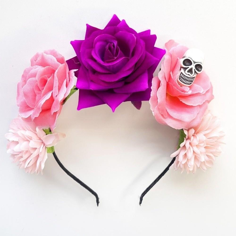 Plastic Rose Flower Crown Ghost Claw Floral Hair Hoop Fashion Party Headpiece  Hair Accessories