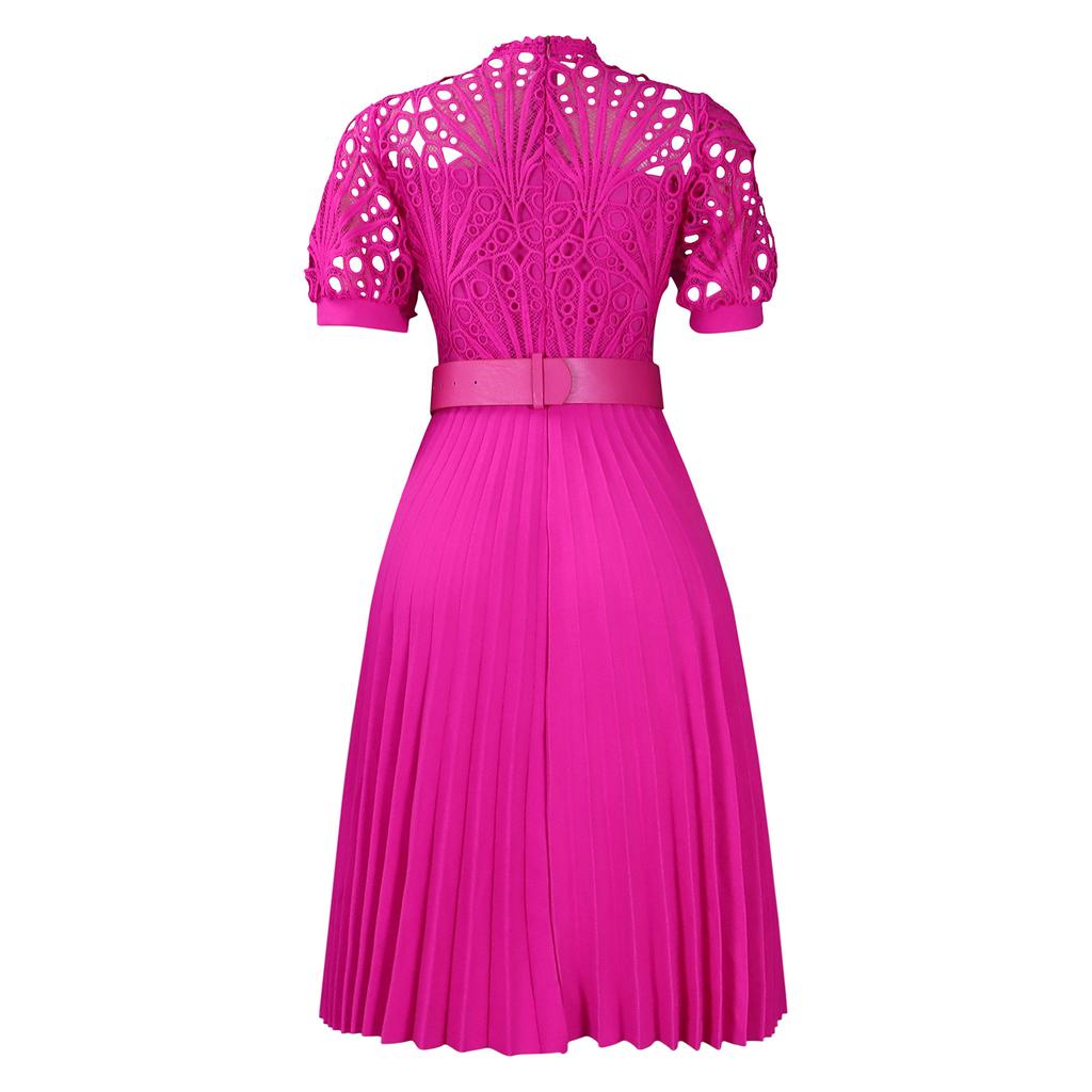 YYFS Women's Fashion Summer Spring Solid Color Print Short Sleeve O-Neck High Waist Casual Dresses