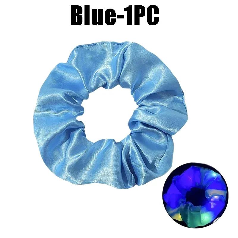 LED Luminous Scrunchies Hairband Ponytail Holder Headwear Elastic Satin Hair Bands Girl Hair Accessories for Party