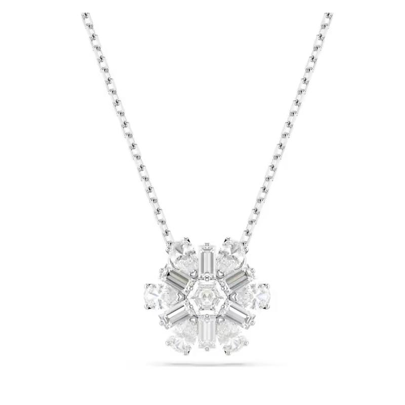 Swarovski Snowflake shape synthetic cubic zirconia necklace women s silver 5691484