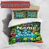 3pcs Duvet Cover Set (1*Duvet Cover + 2*Pillowcase, Without Core), Custom Name Plants VS Zombies Pattern Bedding Set, Home Bedroom Decor Gift