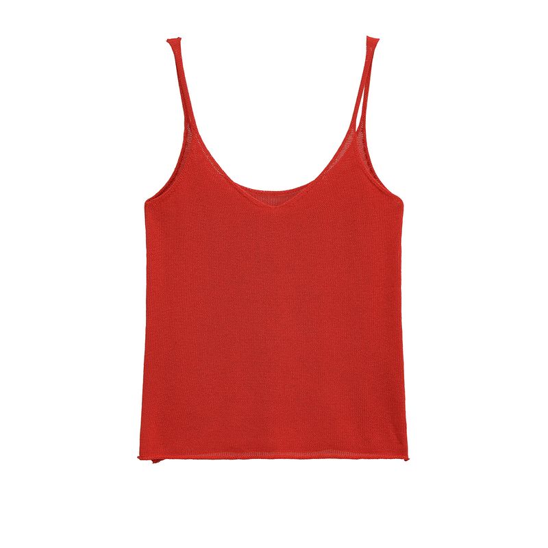Kaslead New Women Clothes Western Style Sling V-neck Sleeveless Simple Knitted Top 5536045 600