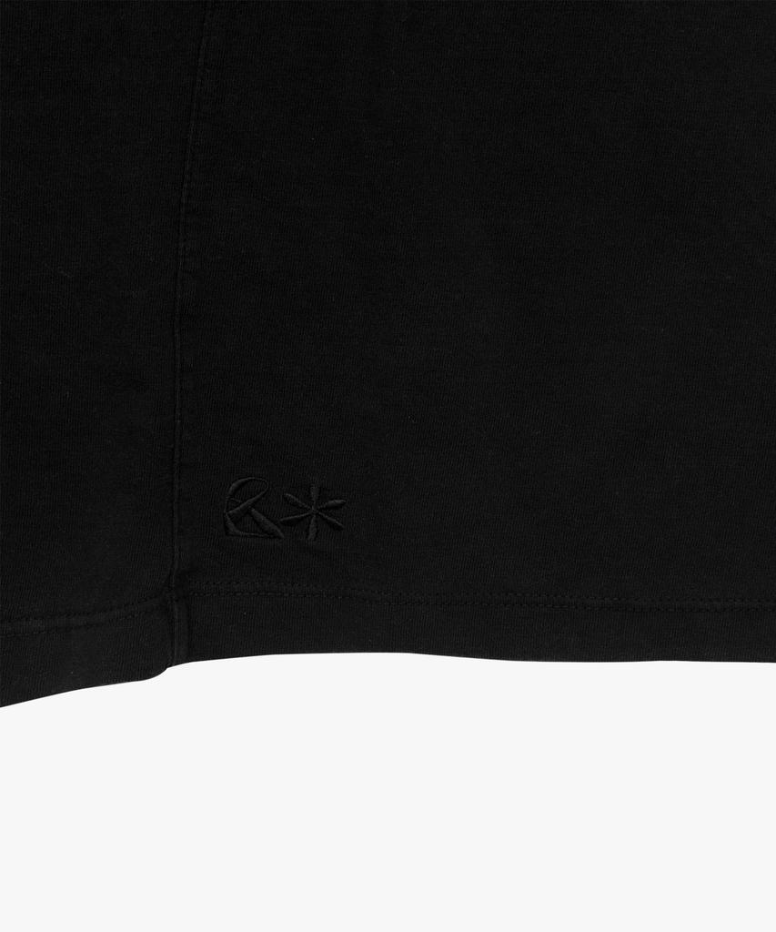 Liomeu Curved Incision Washed Short Sleeve T-Shirt_Black