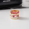 Purple Zircon Ring Rose Red Stackable Ring Fashion Stainless Steel Ring  Simple Design