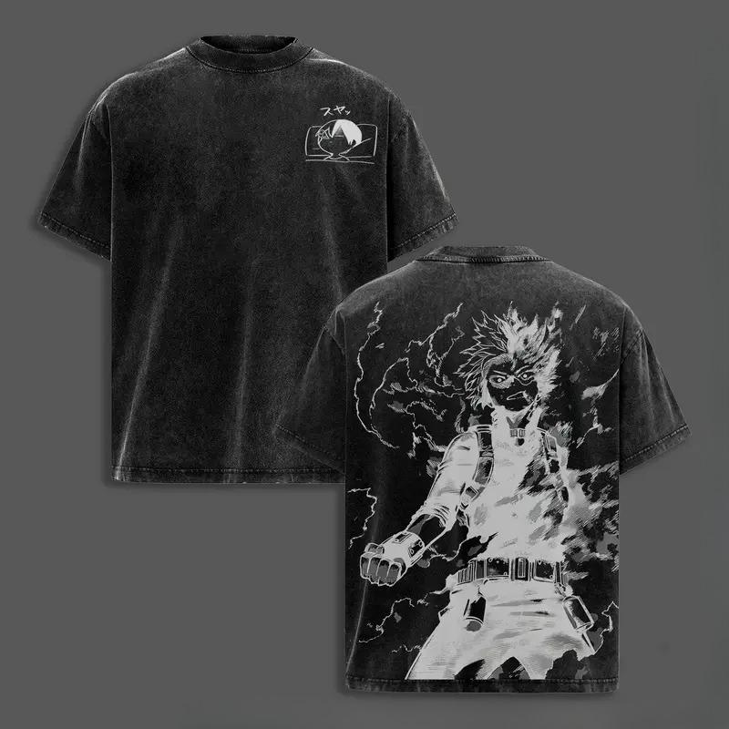 

Anime My Hero Academia Todoroki Shoto Graphic Tee Men Women Clothing Washed Cotton Tshirt Casual Loose T-shirt Harajuku T Shirt XXL чорний