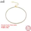EFFIE QUEEN 100% S925 Silver 14k Gold Zirconia Tennis Chain Anklet Luxury Jewelry for Women Birthdays Party Christmas Gift SA03