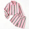 Girls' Striped Set: Spring/Fall Children's Long-Sleeve Collared Color-Block Shirt Dress and Pants Two-Piece Set