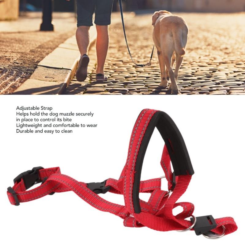 Dog Head Collar Breathable Dog Head Harness Dog Mouth Cover With Adjustable Strap For Outdoor Red L