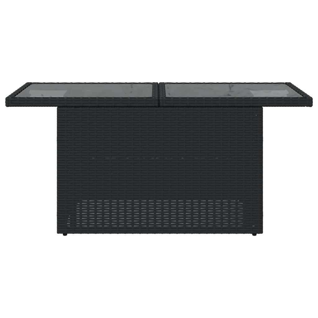 Garden Table with Glass Top Black 100 x 55 x 73 cm Poly Rattan