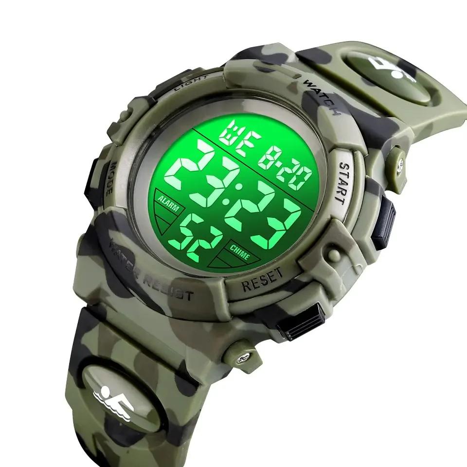 New Design Children Outdoor Sport Waterproof Watch Boys Student Camouflage Luminous Digital Watches
