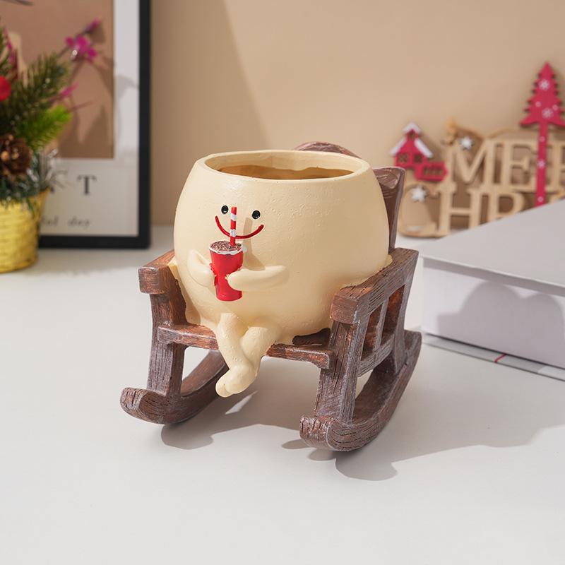 

Мини-кресло-качалка, цветочный горшок, смоляной садовый декоративный суккулентный горшок, цветочный сад, украшение, идеальный декор для домашнего сада