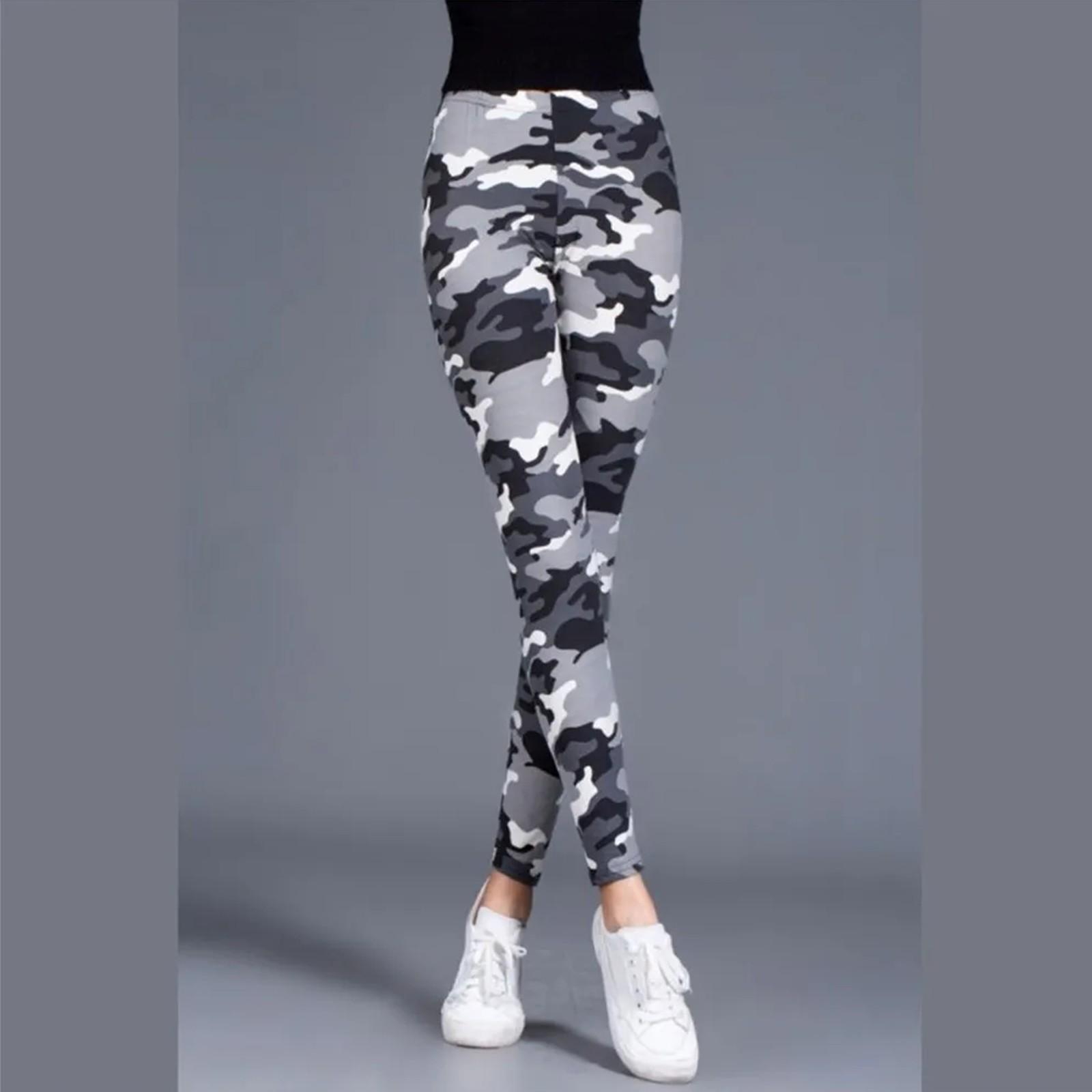 Women’s Camouflage Print Stretch Leggings High Waist Slim Fit Skinny Pants for Outdoor and Everyday Wear No Tag Free Size