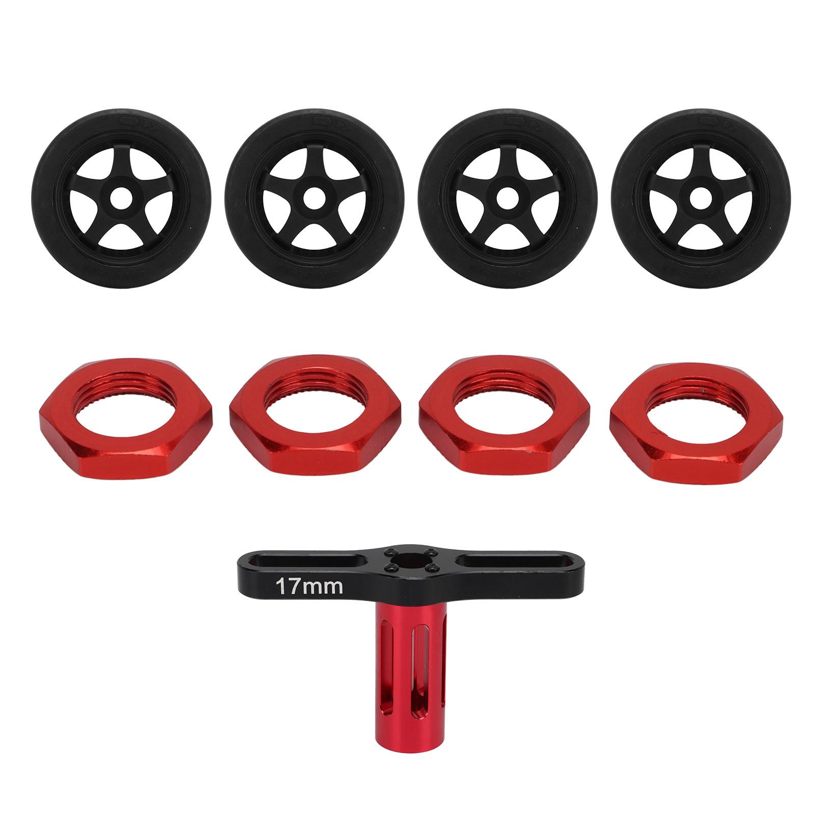 

4pcs RC Tires 17mm Hex Plastic Wheel Rims Rubber Tires Set 5 Spoke RC Wheels for ARRMA INFRACTION