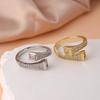 Rhinestone Inlaid Women's Cross Ring, Adjustable Open Design, Trendy Cold Style Index Finger Accessory