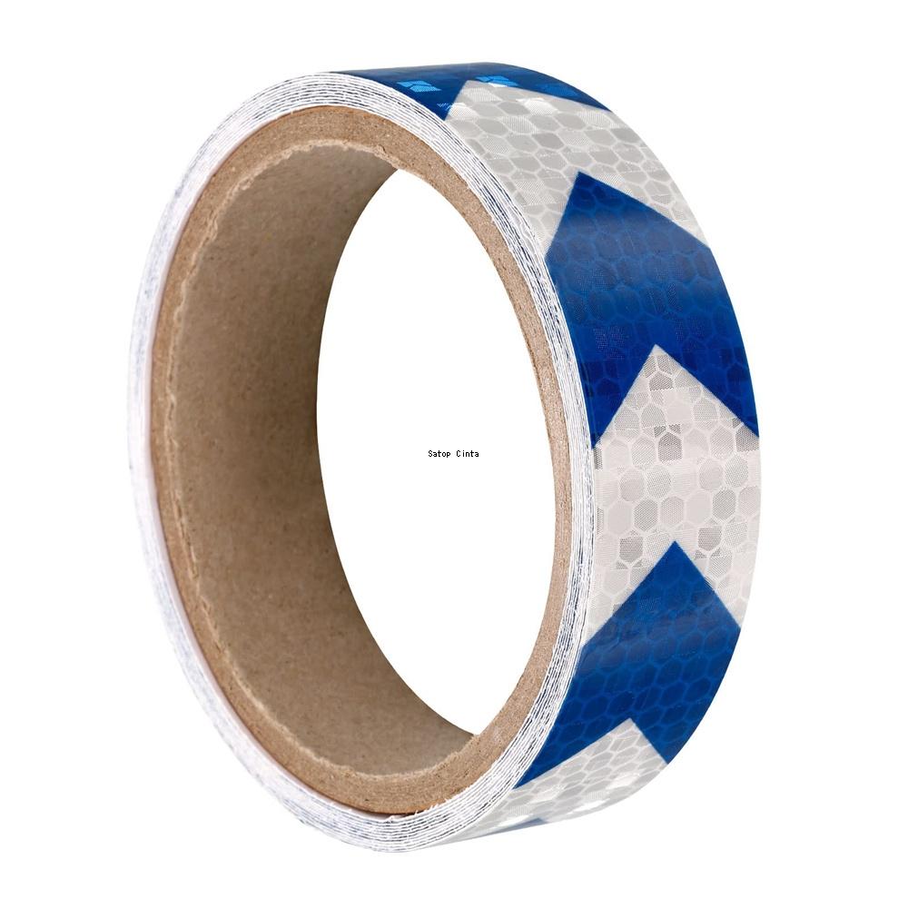 2.5cm*5m Arrow Car Reflective Stickers White-Blue Waterproof Bicycle Reflector Adhesive Warning Retroreflective Conspicuity Tape