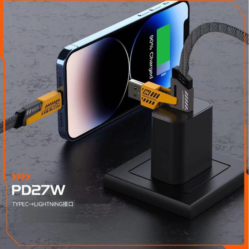 Handy Ladekabel 1M/3.28Ft 4-in-1 USB Universelles Schnellladekabel Lightning+Type C Ausgang für Android/Apple/Laptop/iPad