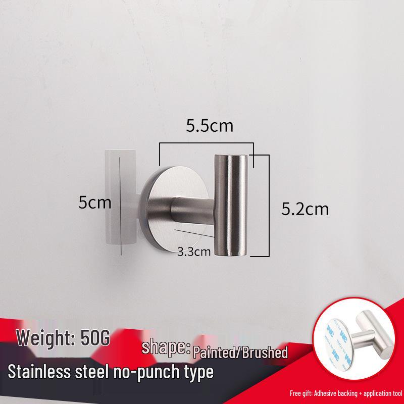 Trace-Free Stainless Steel Suction Cup Hook for Kitchen & Bathroom