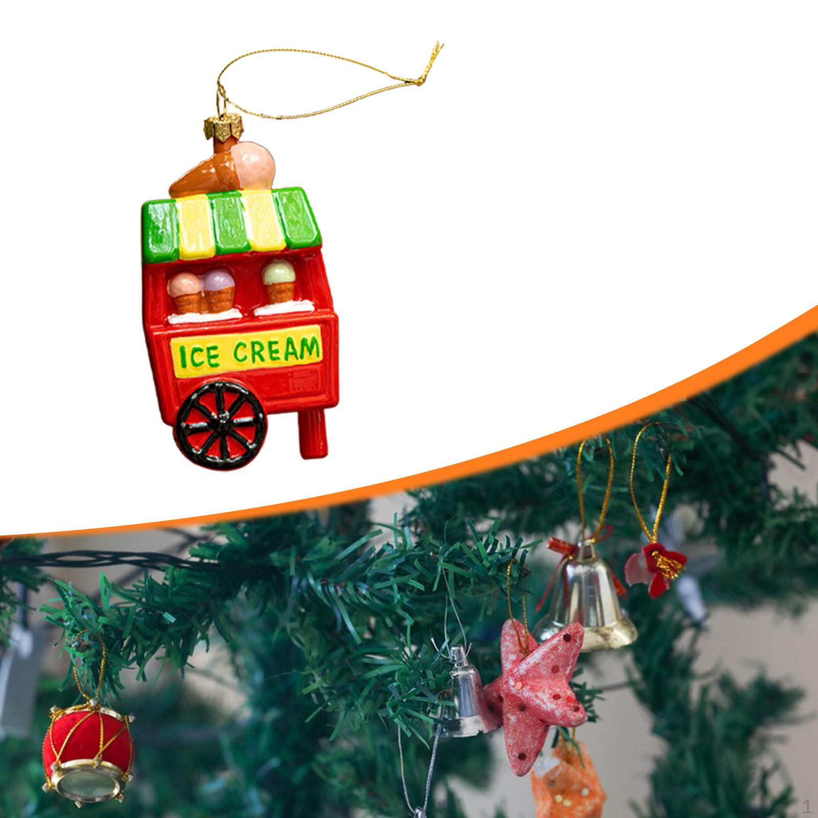 

Christmas Ornament Tree Decoration Collectible Xmas Decor Pendant for Birthday Party Ice cream truck