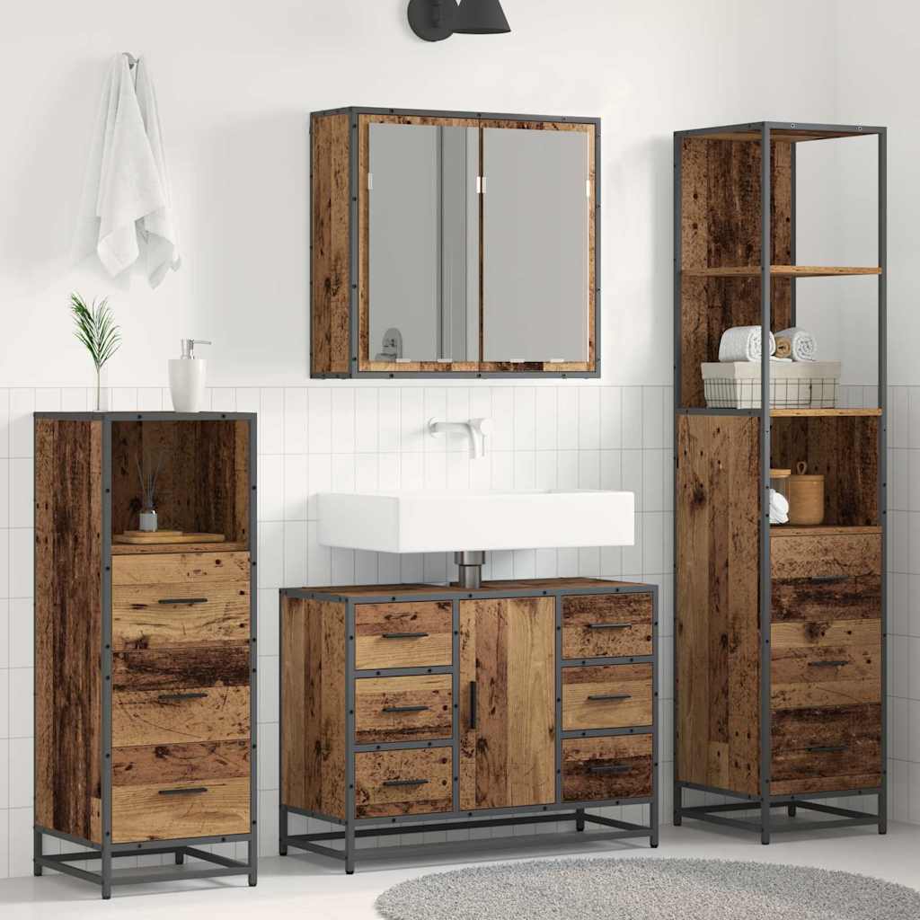 Bathroom Furniture Set with Drawers 4 pcs Reclaimed Wood Particleboard
