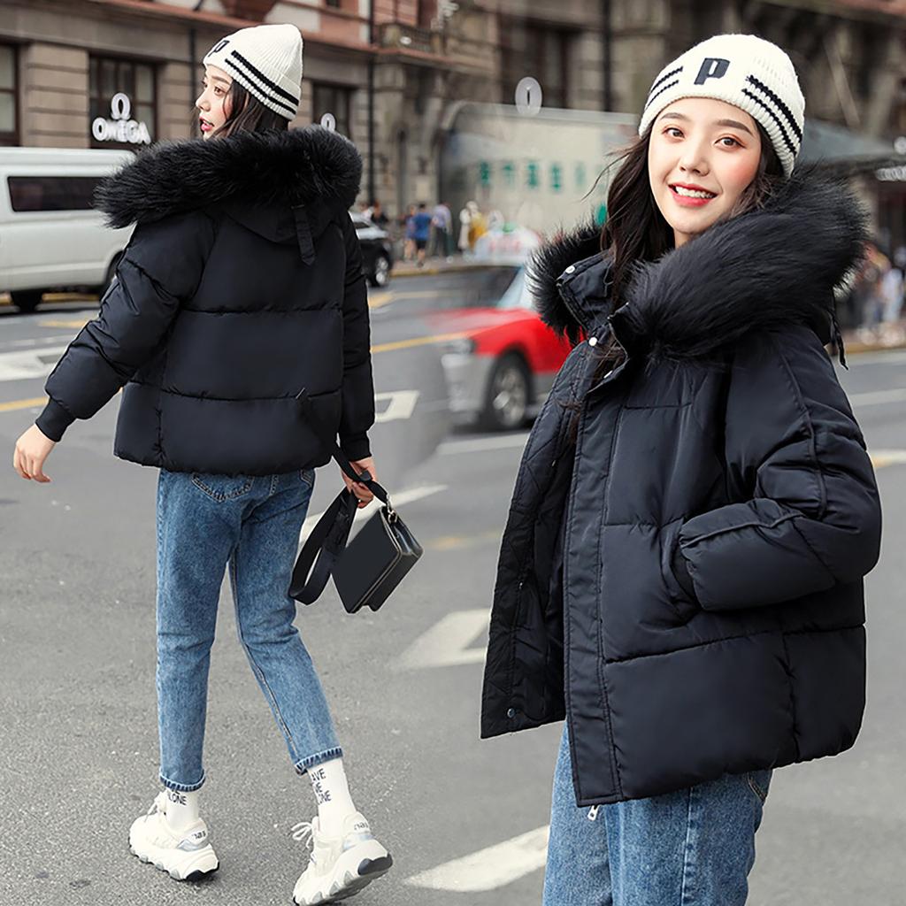 Women's  And Winter Fashion Short Down Cotton Jacket Solid Color Bread Clothes Jacket