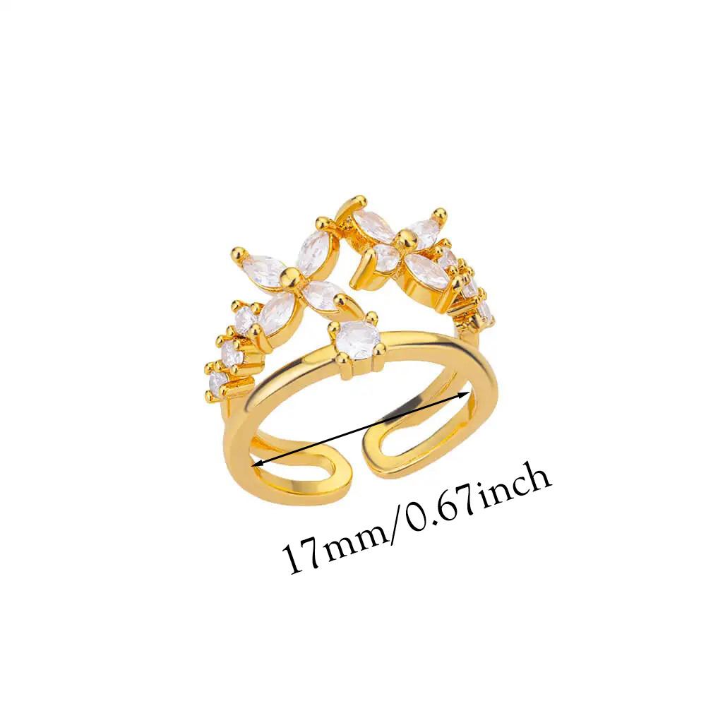 Dainty Zircon Butterfly Open Ring For Women Party Elegant Gold Color Multiple Butterflies Animal Anillos Stainless Steel Jewelry