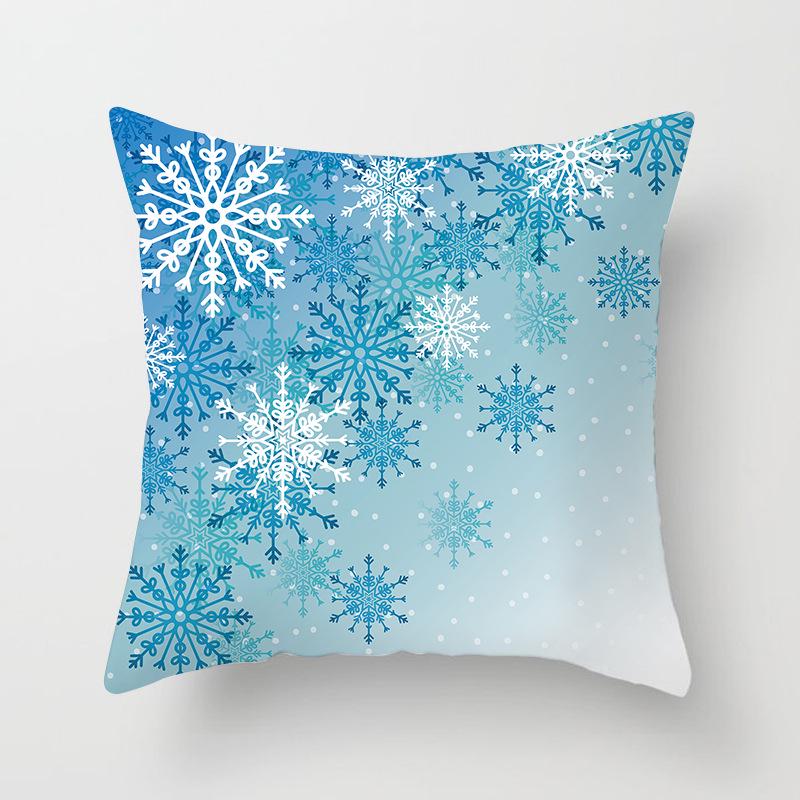 Wish Home Christmas Snowflake Digital Printing Peach Skin Car Pillow Cushion Pillow Case