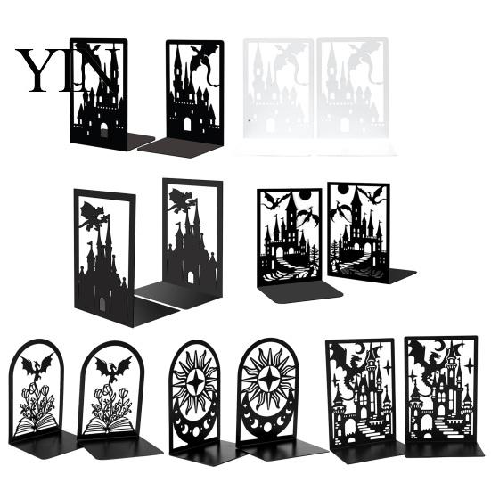Heavy-duty Bookends 1 Pair Metal Dragon Bookends, Fantasy Castle Decorative Book Ends Texture for Shelves, Heavy Duty Gothic Holders Home Office