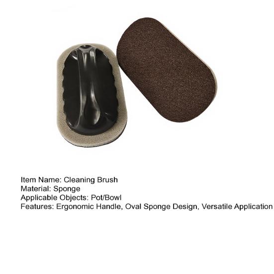 Cleaning Brush High-Density Sponge Pot Scrubber with Anti-Slip Handle Removes Stubborn Stains Burnt Residue Non-Scratch Kitchen Cleaning Scrubber