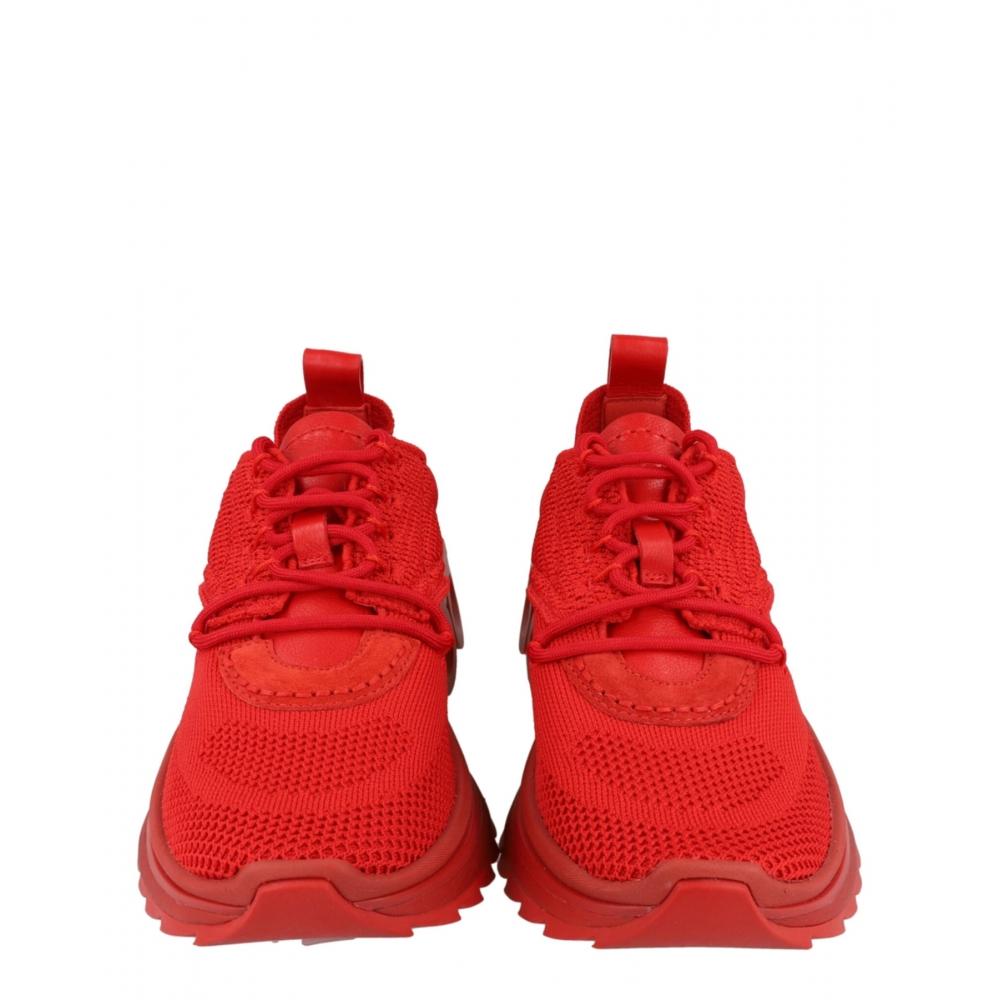 Salvatore Ferragamo Nima Knit Gancini Low Top Sneakers Red