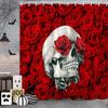 Halloween Shower Curtain, Cartoon Funny Skull Skeleton Dancing Bathroom Decor Curtains Halloween Party Retro Bath Curtain Fabric