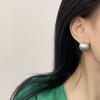 Simple Geometric Gold Brushed Metal Ball Clip On Earrings Non Piercing Trendy Temperament Jewelry