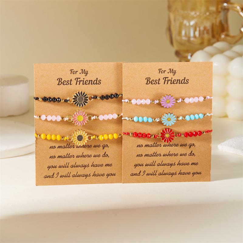 Vintage Sunflower Couple Bracelet For Women And Men Hand Woven Chain Daisies Charm Lucky Friendship Fashion Jewelry