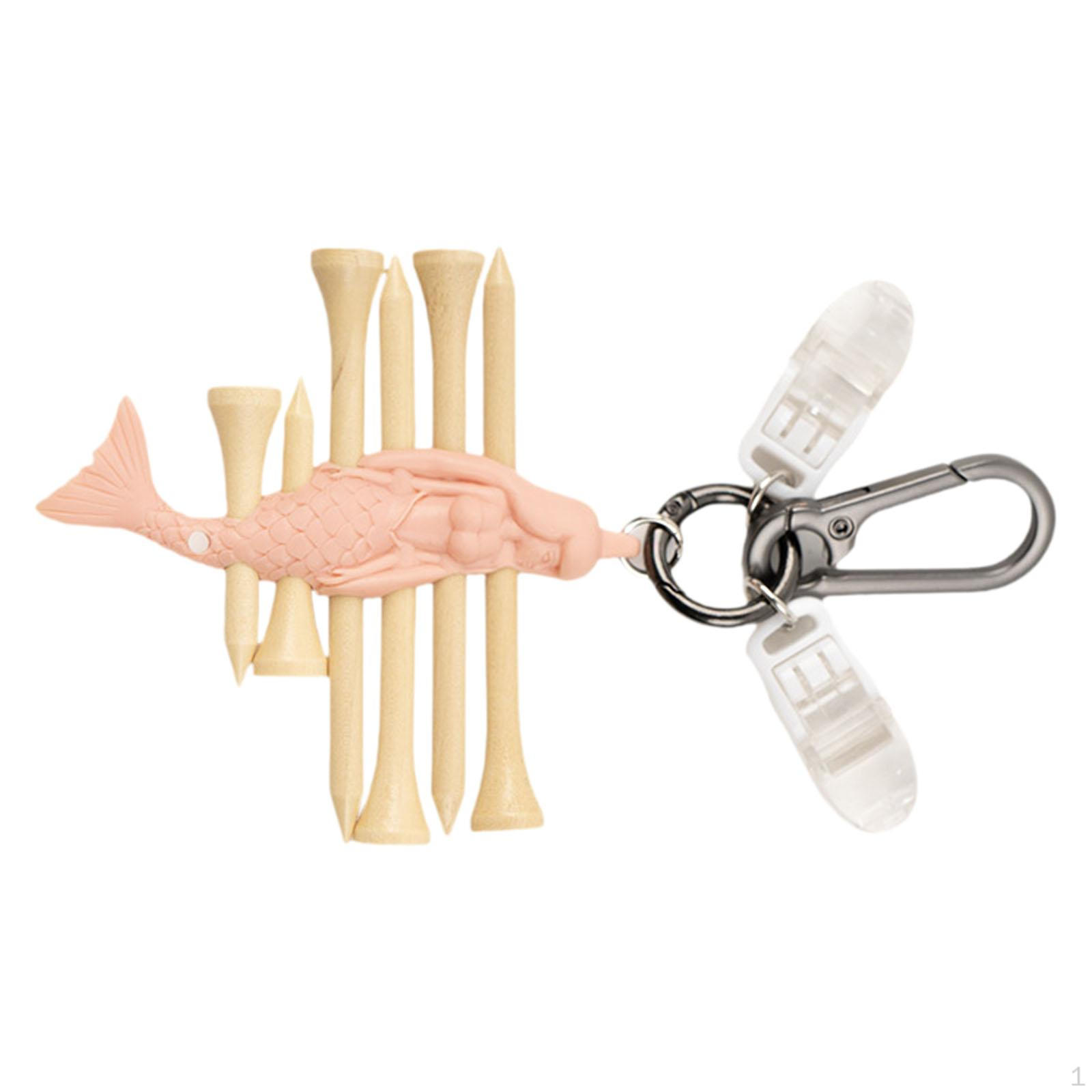 

Golf Tee Organizer with Keychain Carrying 6 Tees Transparent Clip Hands Free Mermaid